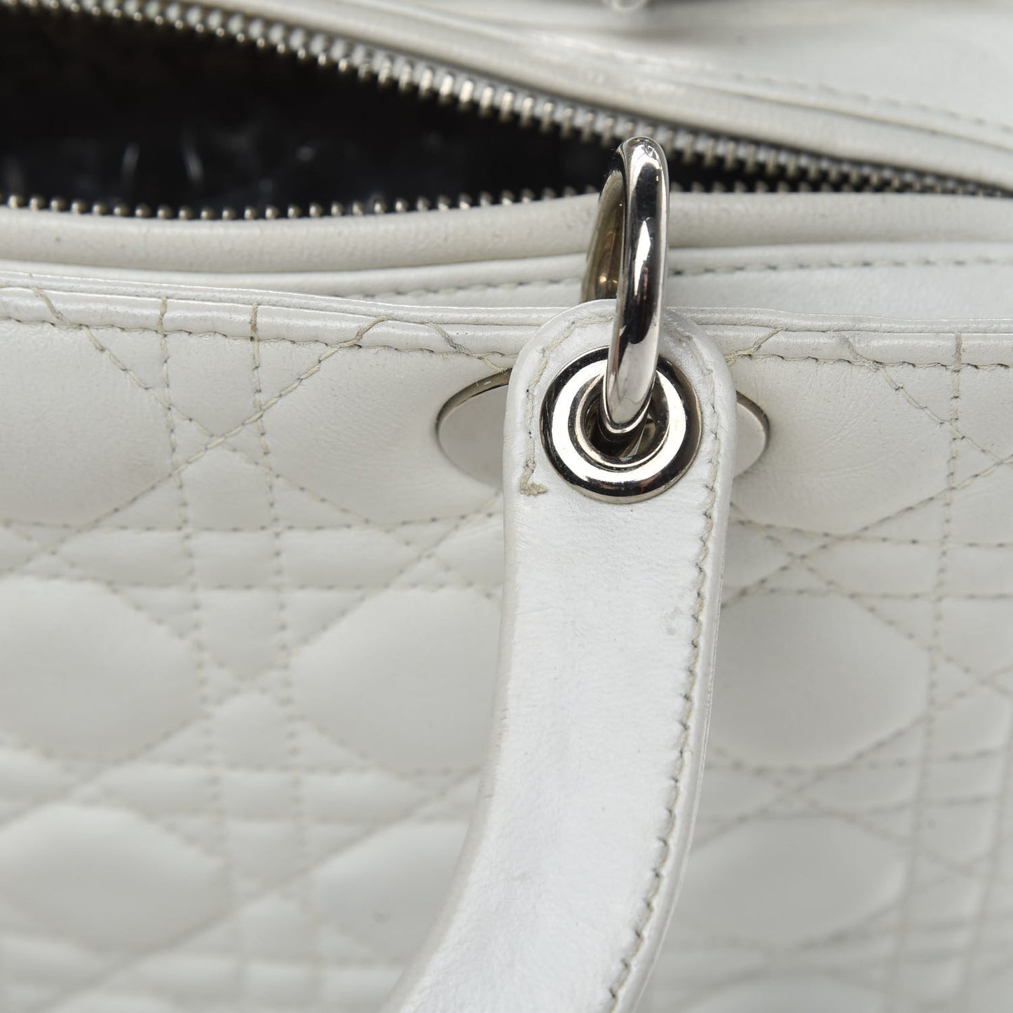 Lambskin Cannage Medium Lady Dior White