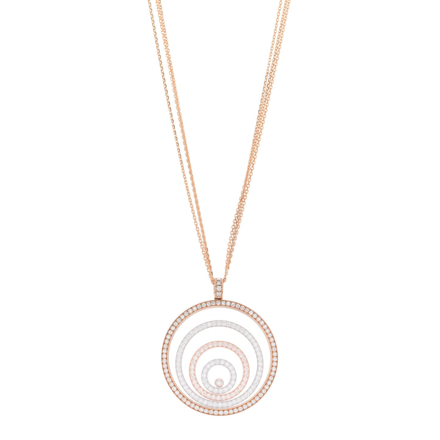 18K White Rose Gold Diamond Happy Spirit Large Pendant Necklace