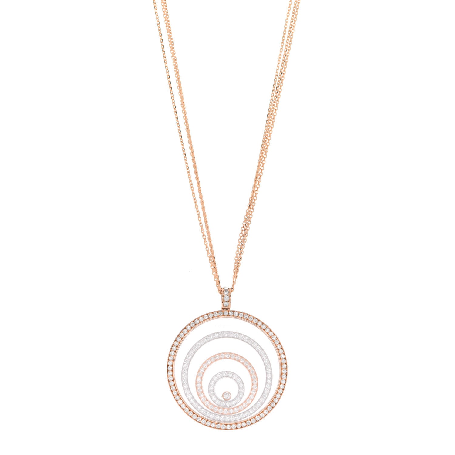 Chopard 18K White Rose Gold Diamond Happy Spirit Large Pendant Necklace 1 of 5
