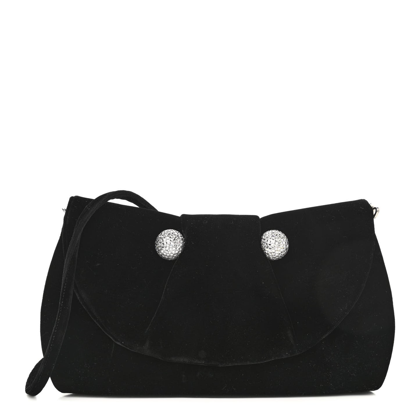 Velvet Crystal Flap Clutch Black