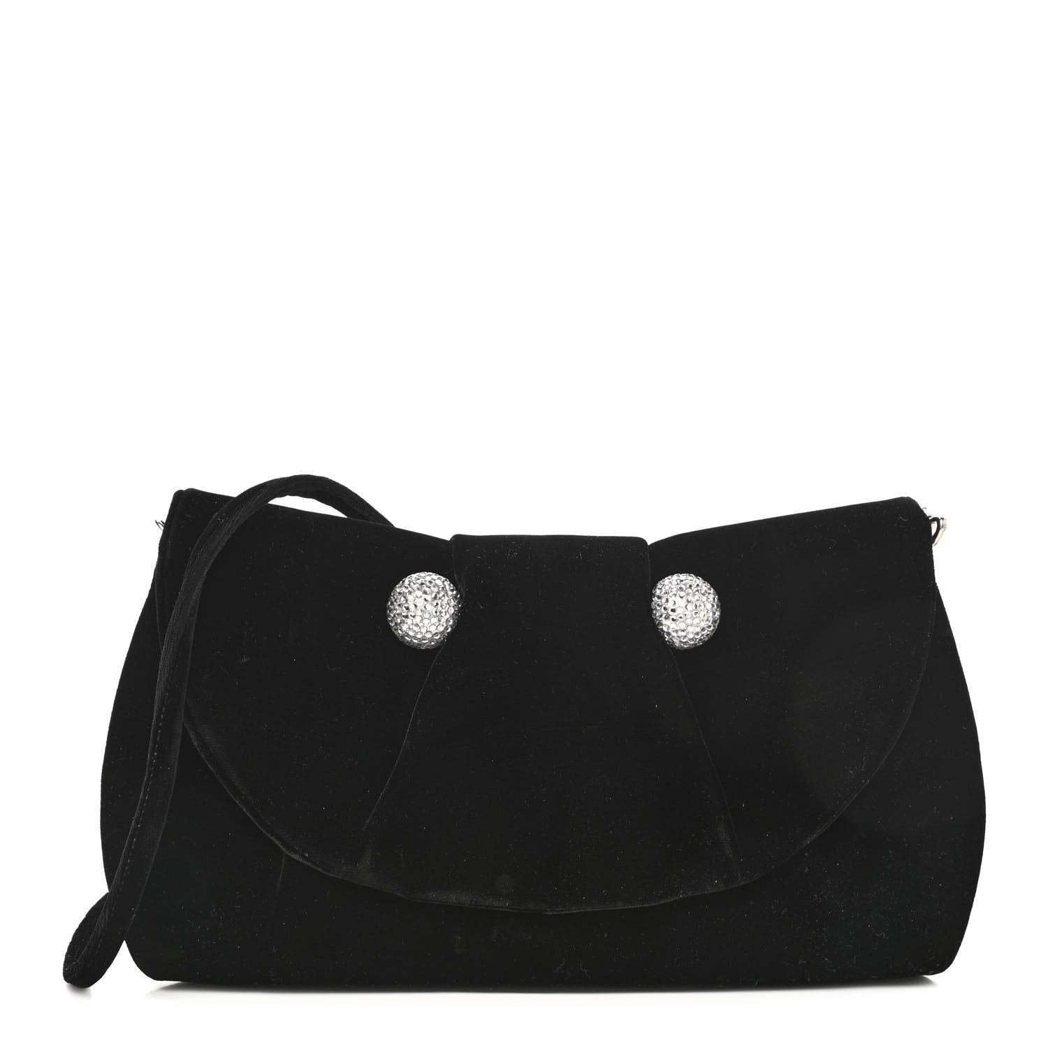Christian Louboutin Velvet Crystal Flap Clutch Black 1 of 10