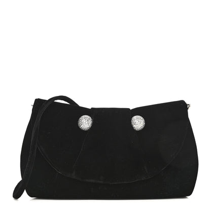 Christian Louboutin Velvet Crystal Flap Clutch Black 1 of 10