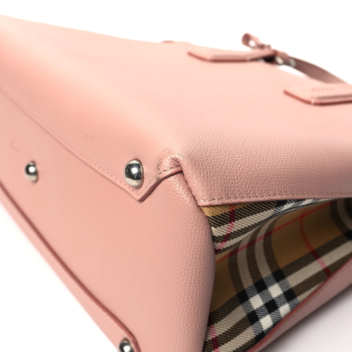 Grainy Calfskin House Check Medium Banner Tote Ash Rose