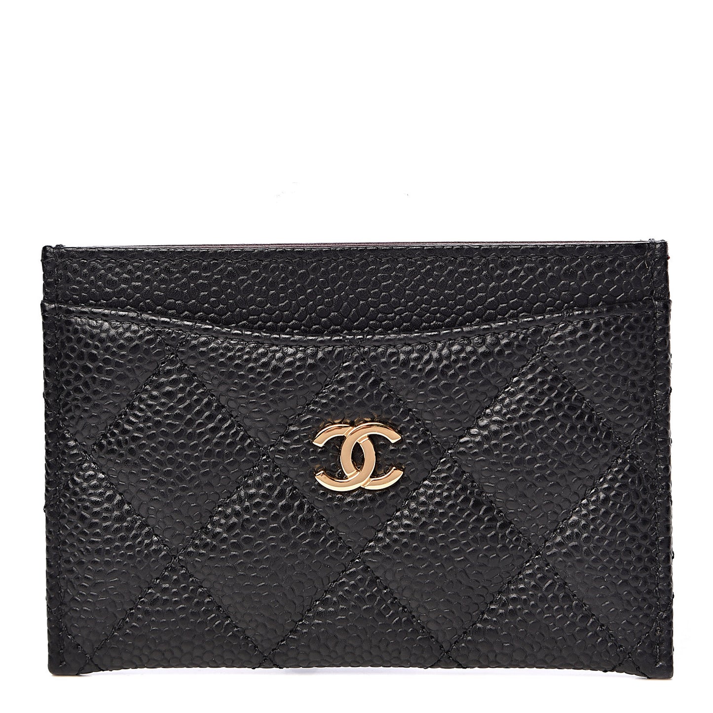 Caviar Quilted Card Holder Black