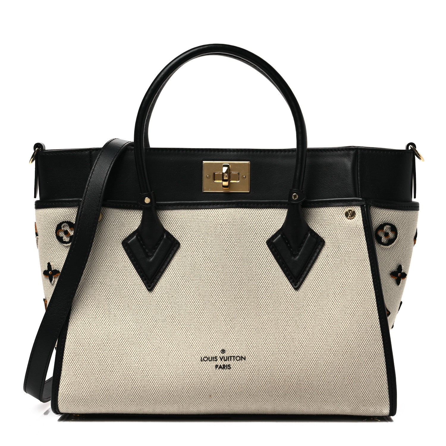 Louis Vuitton Canvas Calfskin Monogram On My Side MM Black 1 of 6
