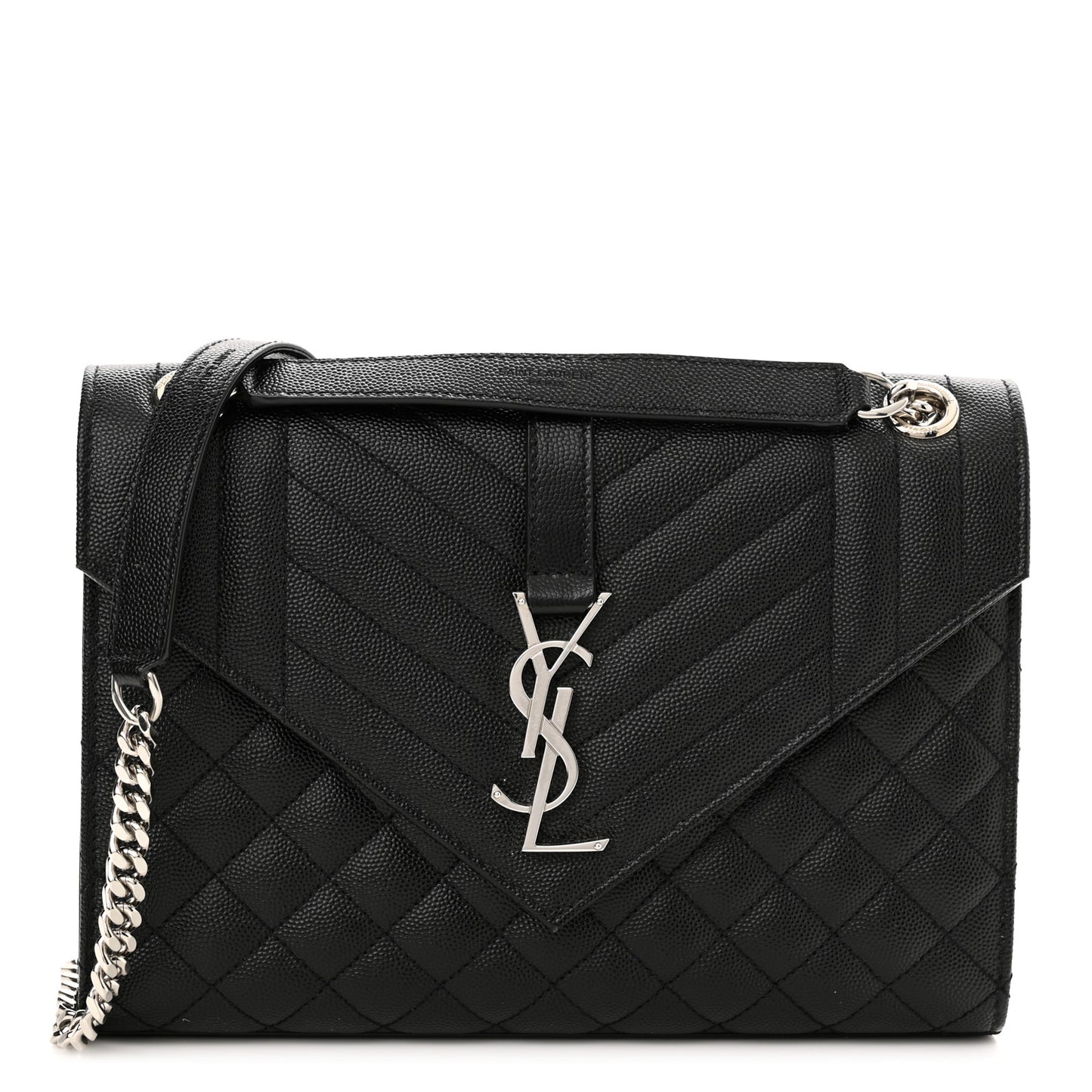 Grain De Poudre Textured Mixed Matelasse Triquilt Medium Monogram Satchel Black
