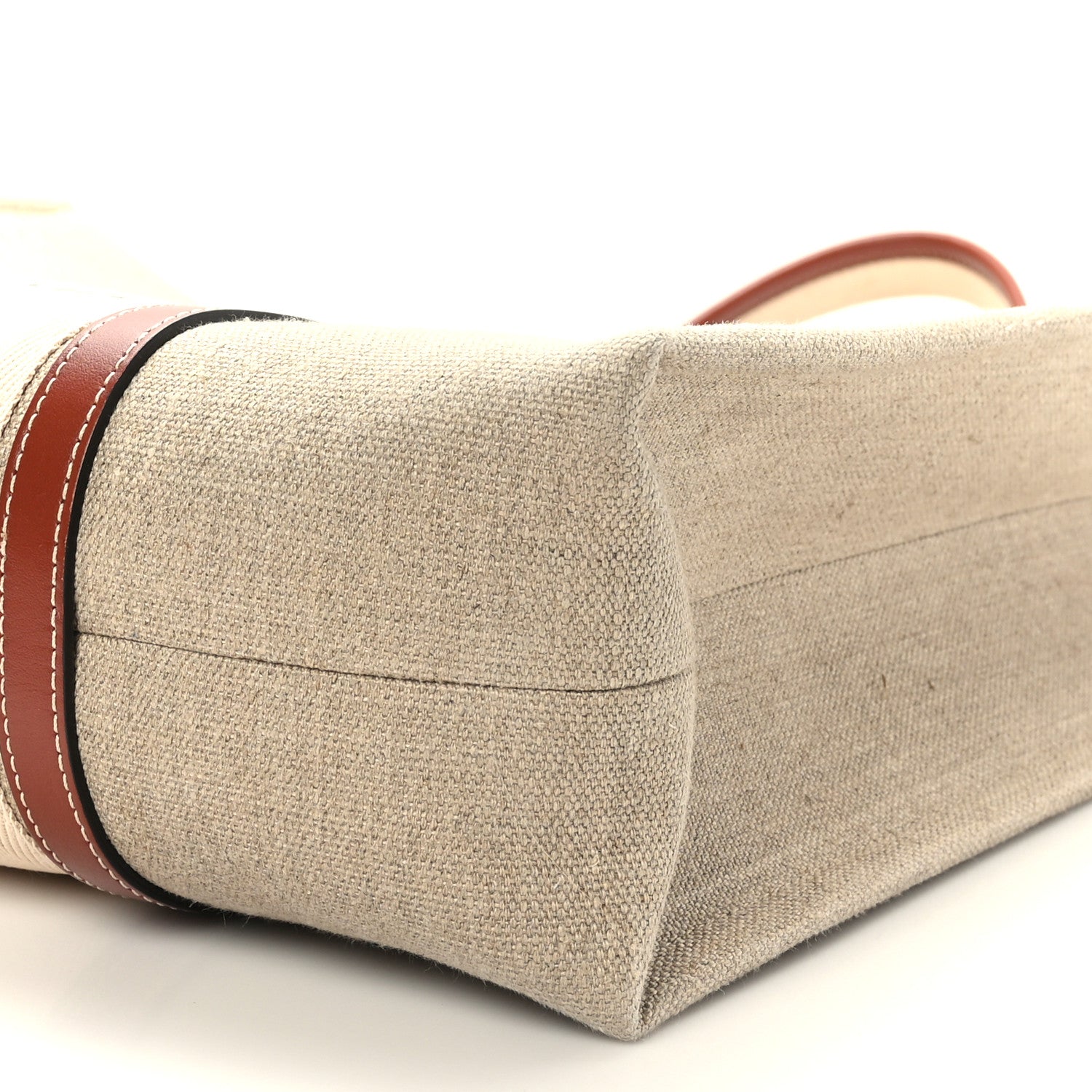 Chloe Linen Calfskin Large Woody Ribbon Tote White Brown 8 of 8