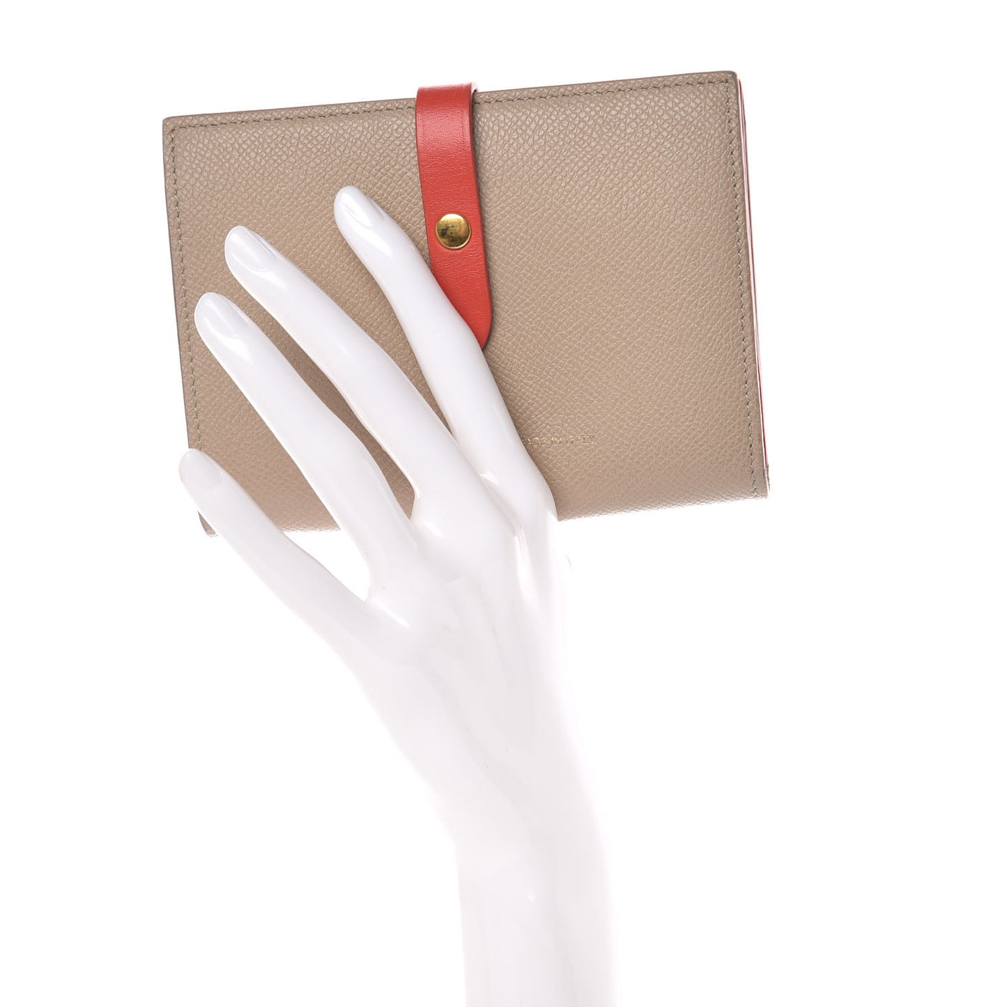 Grained Calfskin Medium Multifunction Strap Wallet Pop Red Chalk