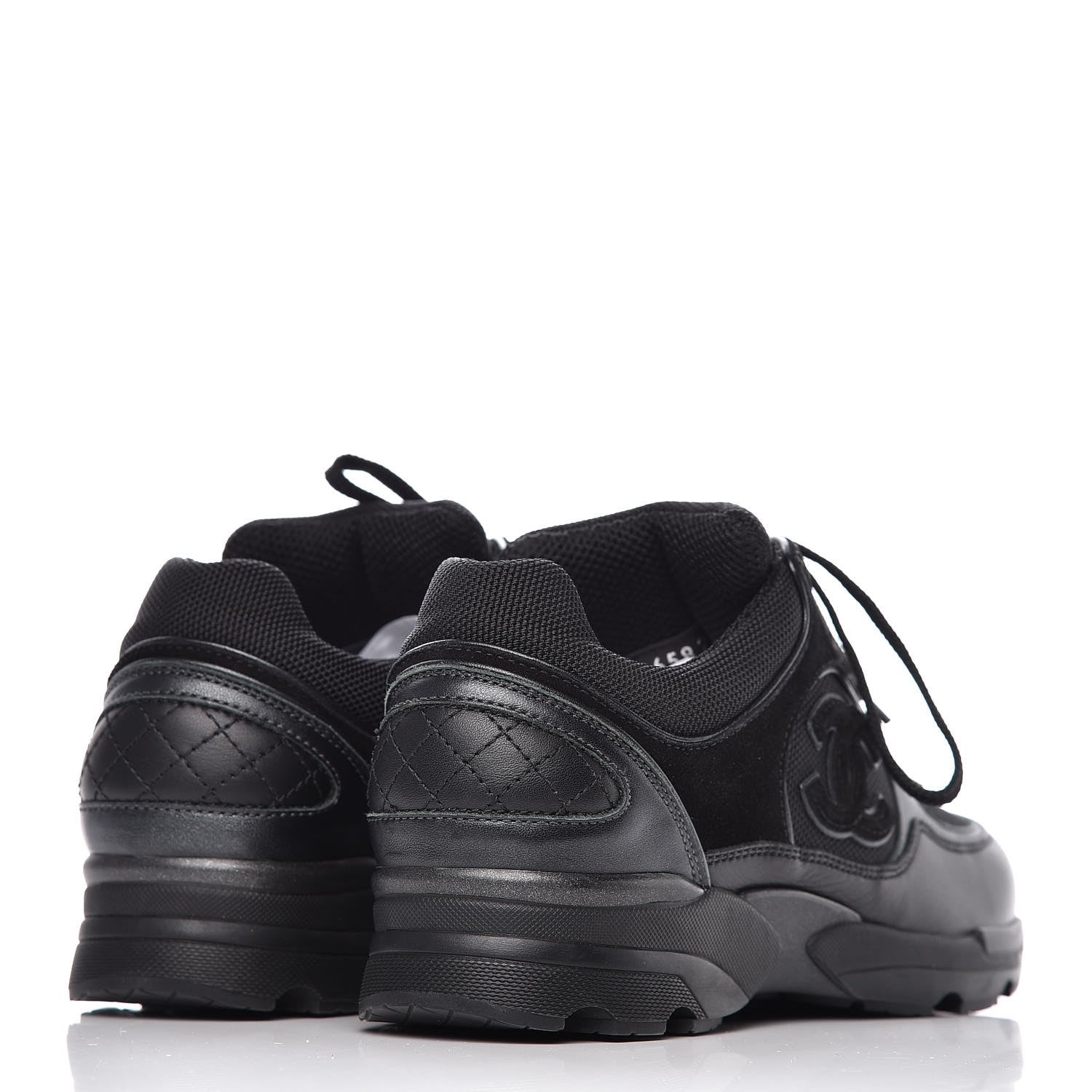 Chanel Toile Suede Calfskin CC Sneakers 35.5 Black 4 of 9