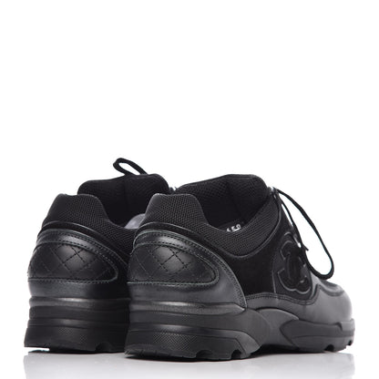 Chanel Toile Suede Calfskin CC Sneakers 35.5 Black 4 of 9