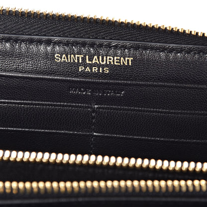 Saint Laurent Patent Calfskin Matelasse Monogram Vicky Zip Around Wallet Black 6 of 7