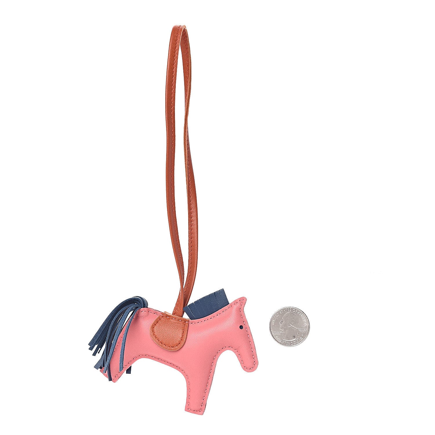 Hermes Milo Lambskin Grigri Rodeo Bag Charm PM Rose Azalee Cornaline Bleu De Malte 2 of 4