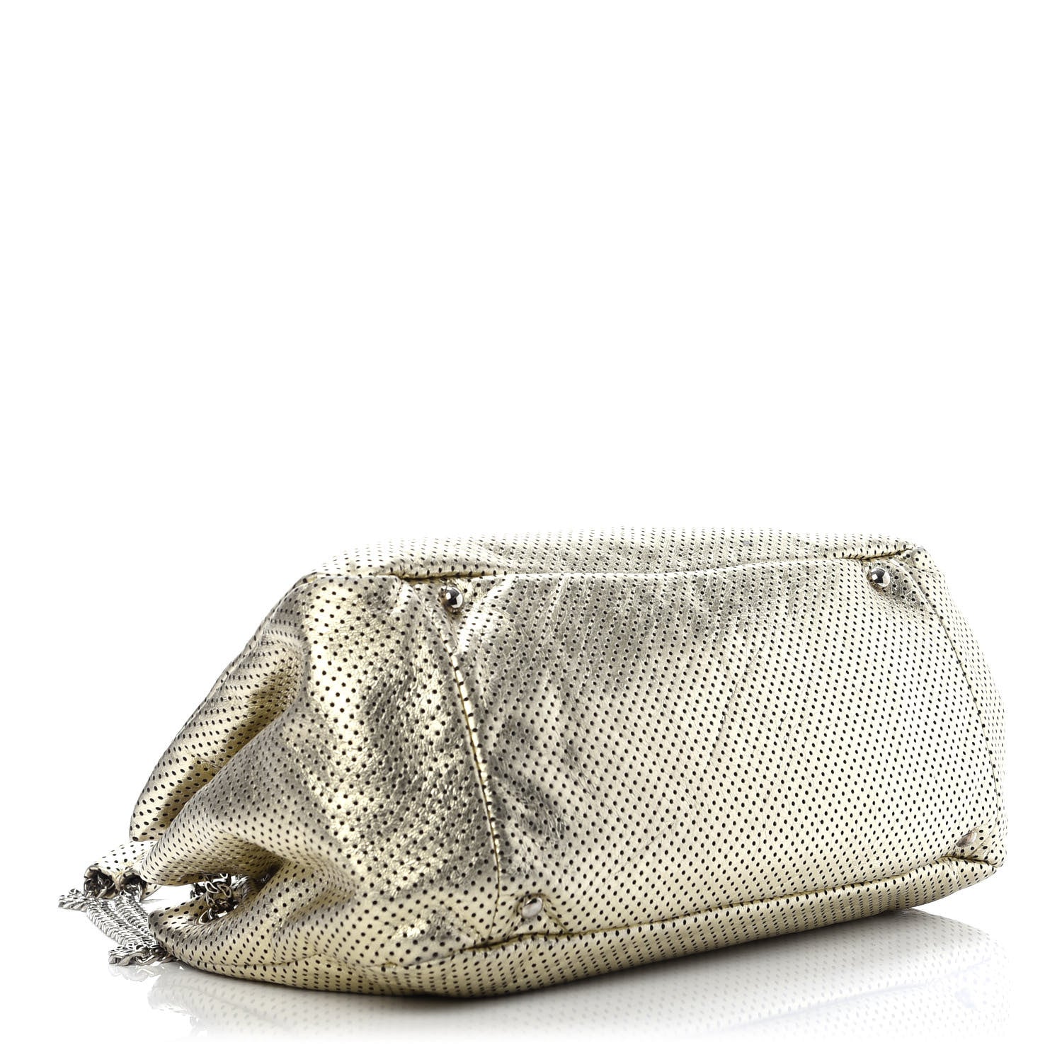 Chanel Metallic Calfskin Perforated Large Drill Accordion Flap Gold 4 of 14
