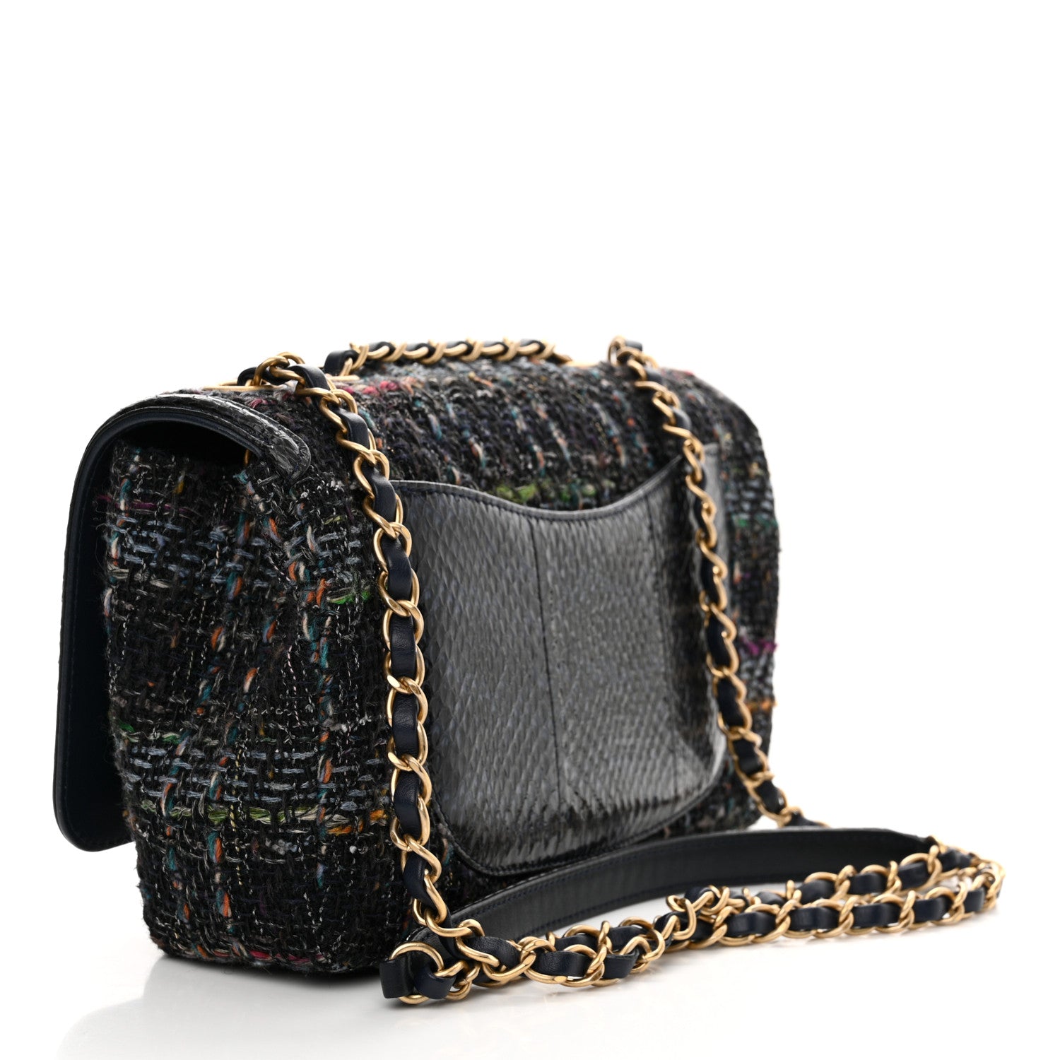 Chanel Tweed Snakeskin Quilted Small CC Filigree Flap Multicolor 3 of 14