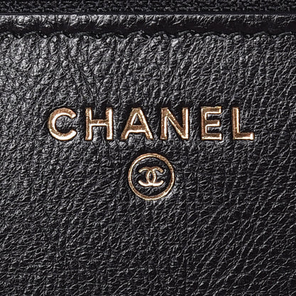Chanel Crumpled Calfskin Chevron Quilted Wallet On Chain WOC Black 8 of 13