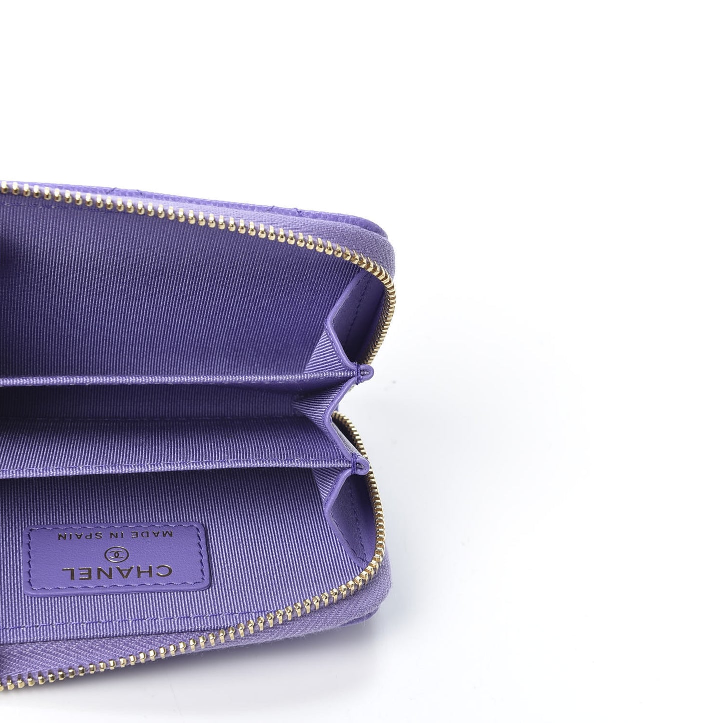 Caviar Quilted Zip Around Coin Purse Wallet Purple