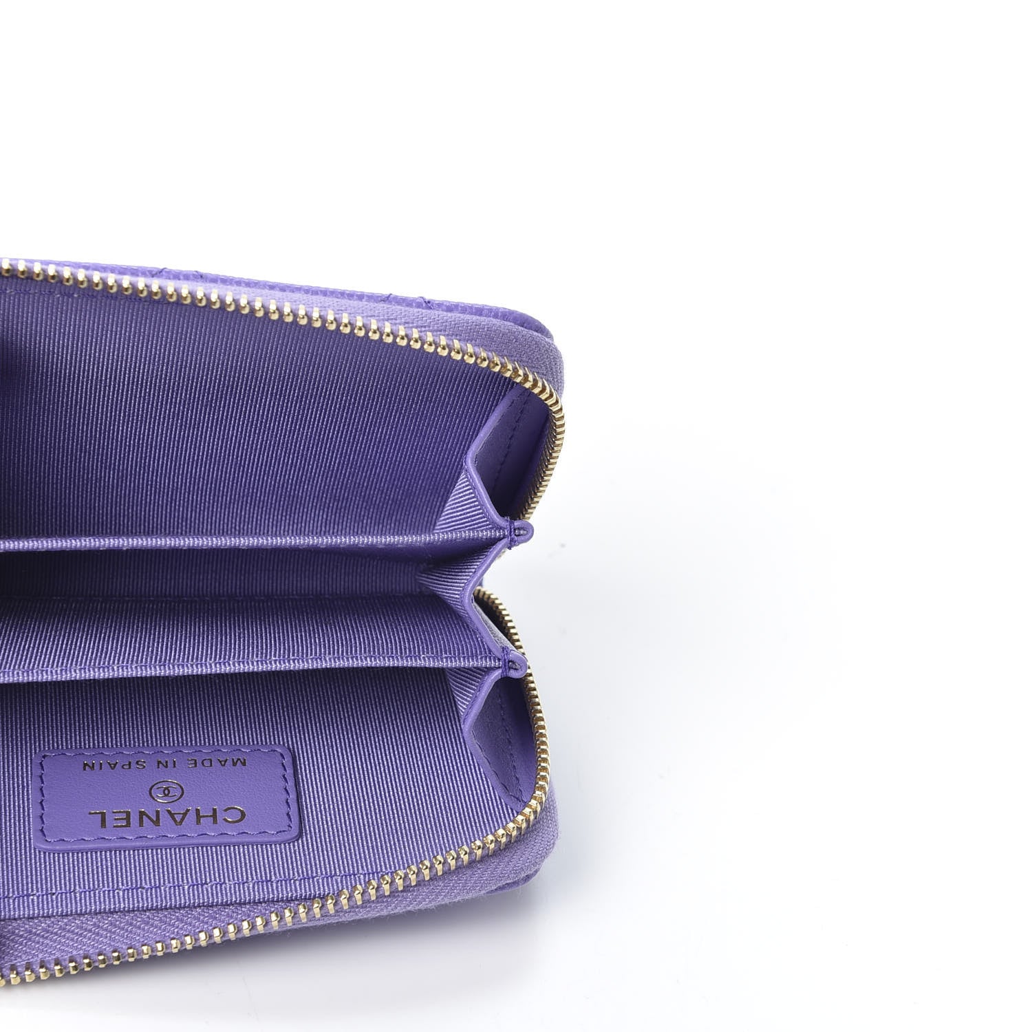 Chanel Caviar Quilted Zip Around Coin Purse Wallet Purple 4 of 8