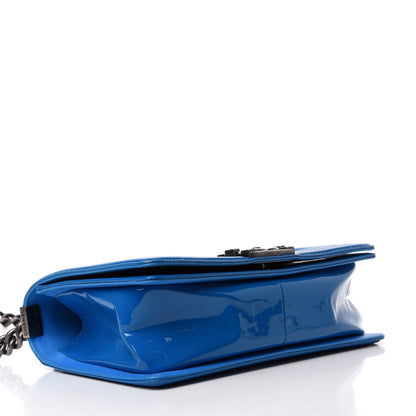 Chanel Patent Calfskin Quilted Medium Boy Flap Blue 4 of 12