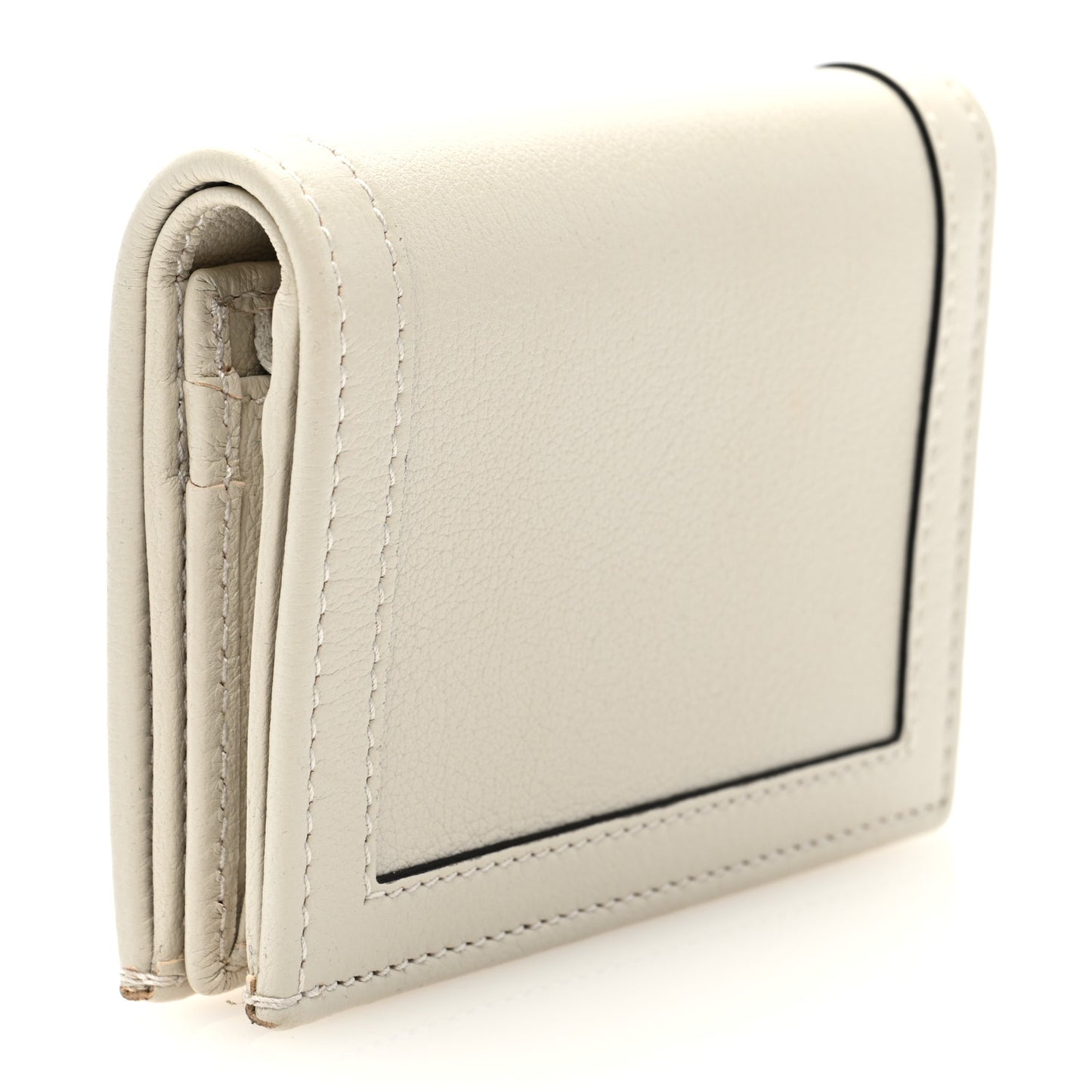 Wonka Grain Calfskin Diana Card Case Wallet Mystic White