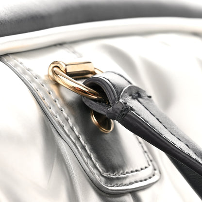 Christian Dior Padded Etoile Calfskin Embossed Medium Dior Vibe Zip Bowling Bag Silver Black 15 of 17