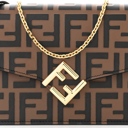 Fendi Vitello Ceylon Bi-Color FF 1974 Embossed FF Diamonds Chain Wallet Maya Black 7 of 10