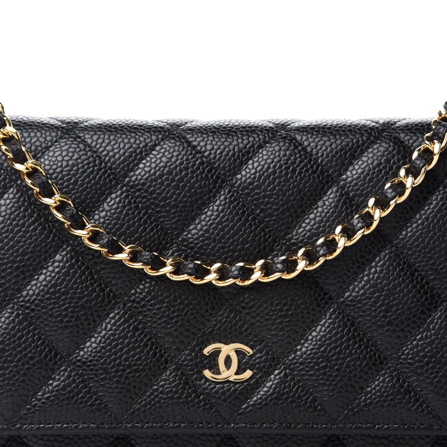 Caviar Quilted Wallet On Chain WOC Black