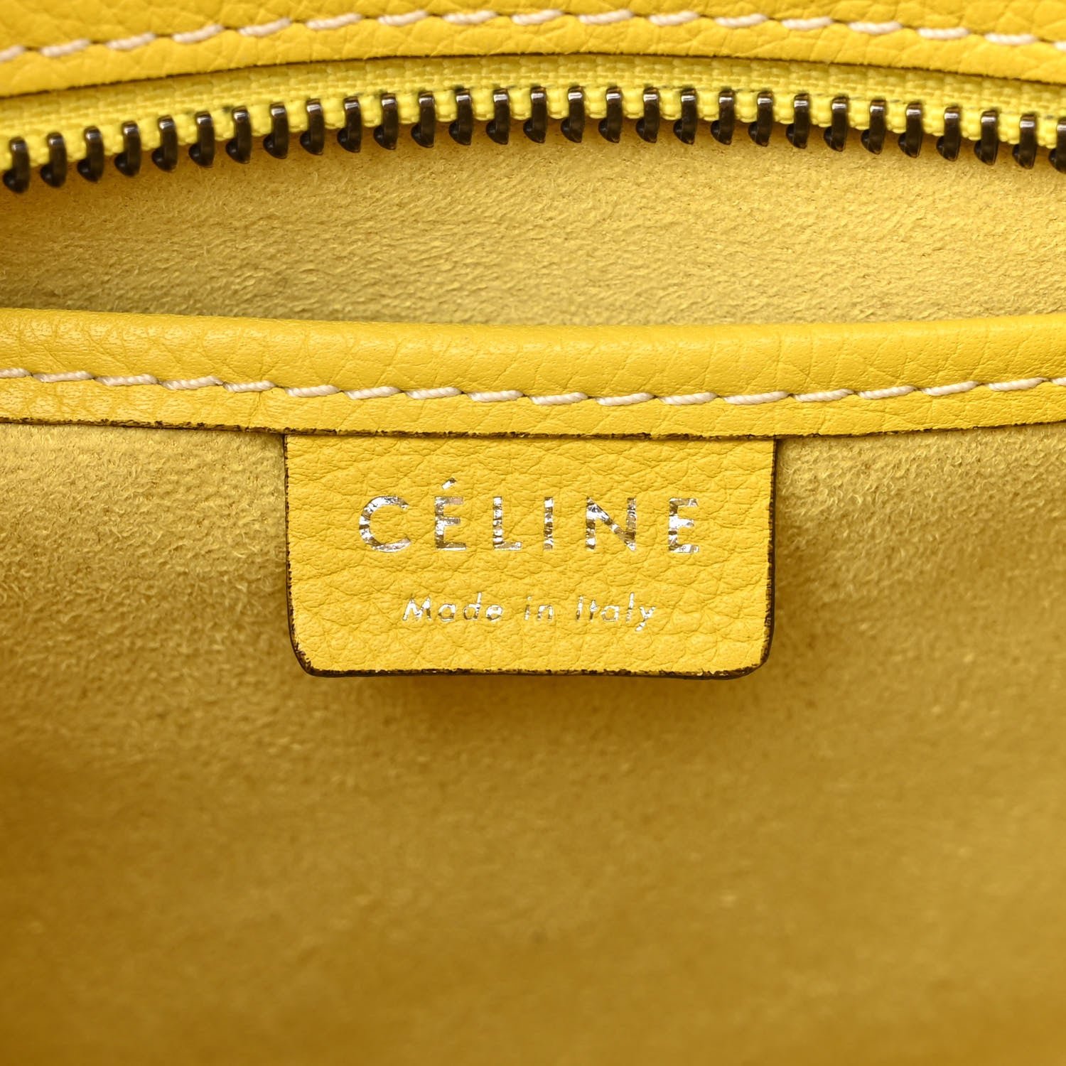 Celine Drummed Calfskin Nano Luggage Citron 5 of 11