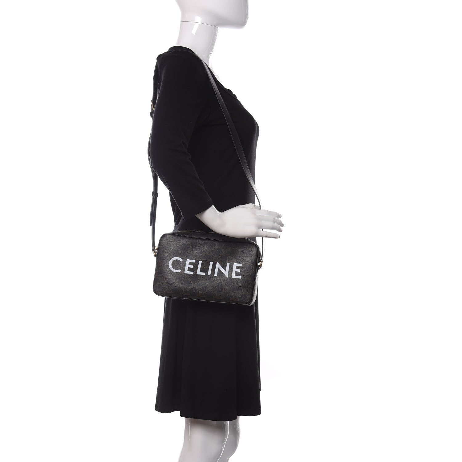 Celine Triomphe Canvas Medium Messenger Bag Black 2 of 10