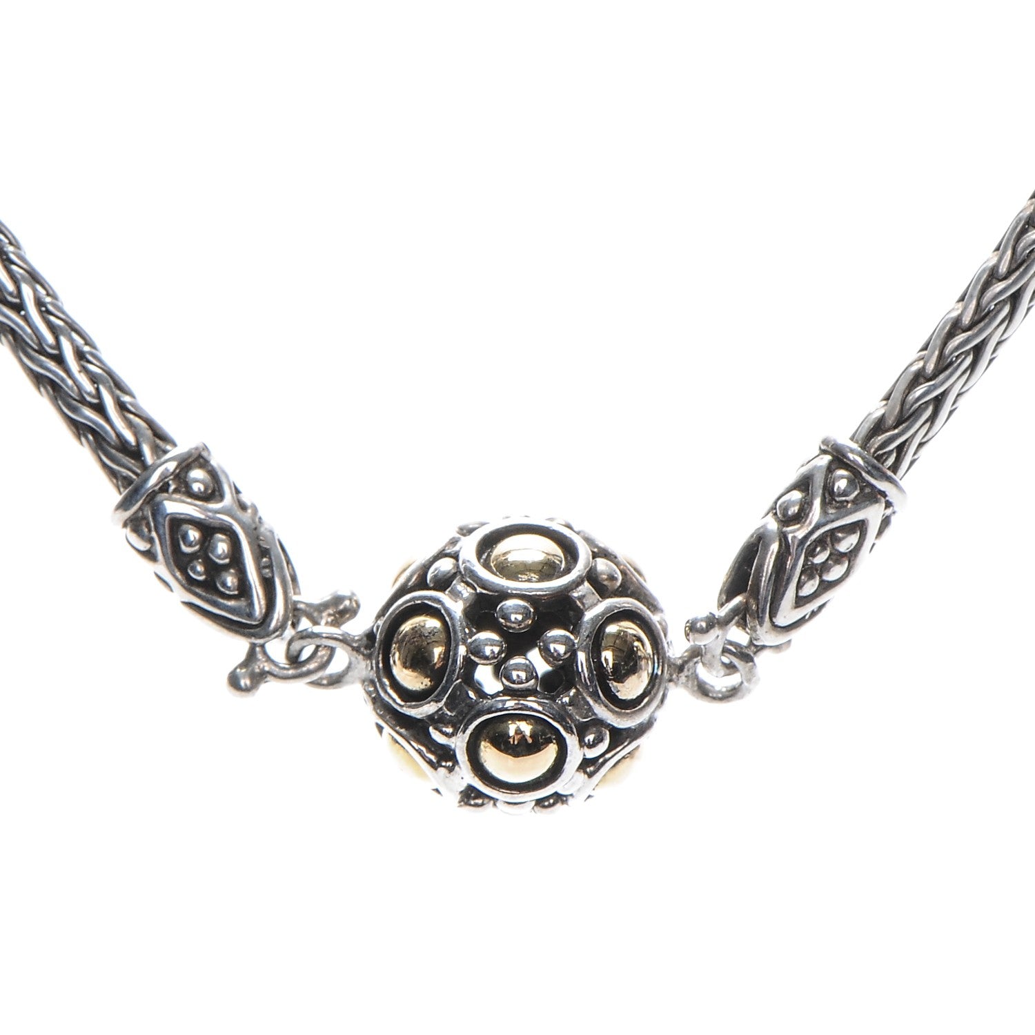 John Hardy Sterling Silver 18K Gold Pearl Jaisalmer Station Necklace 3 of 7
