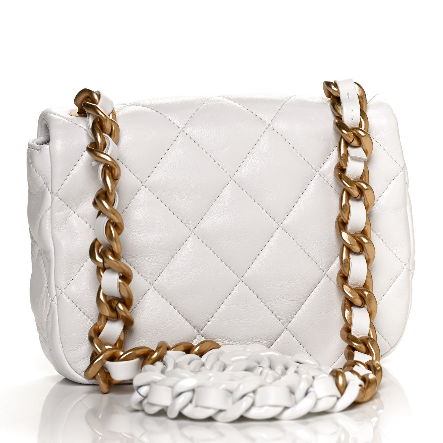 Chanel Lambskin Quilted Mini Lacquered Chain Flap White 2 of 9