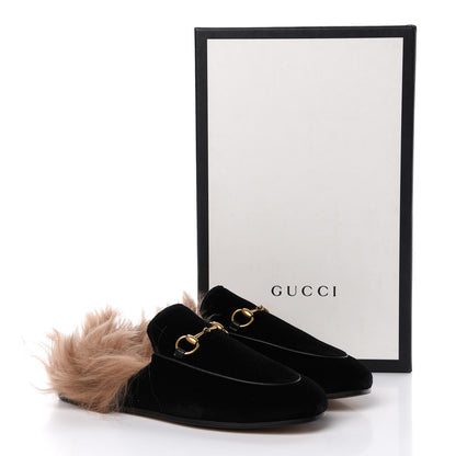 Gucci Velvet Fur Womens Princetown Slippers 36.5 Black 11 of 11