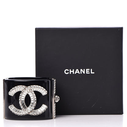 Chanel Resin Crystal Baguette CC Wide Cuff Black 7 of 7