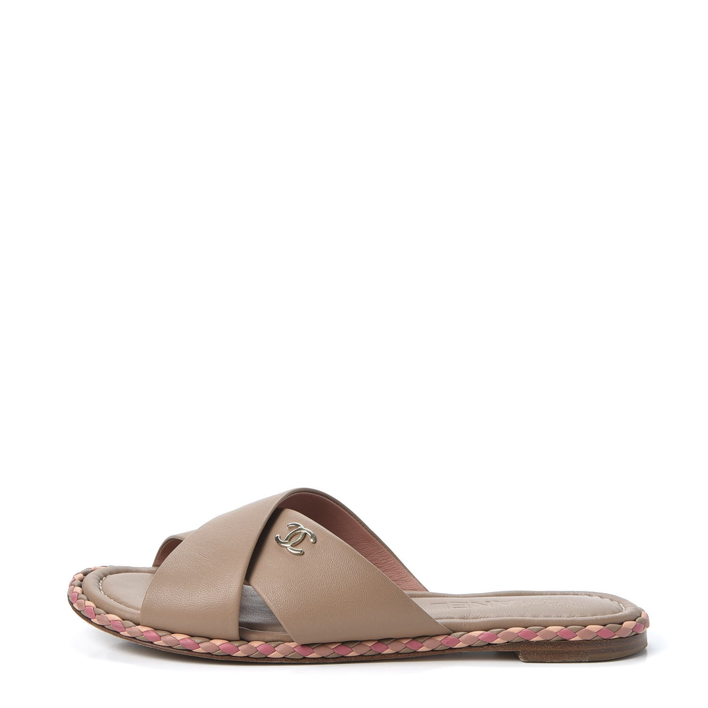 Lambskin Braided Mule Sandals 38 Light Brown