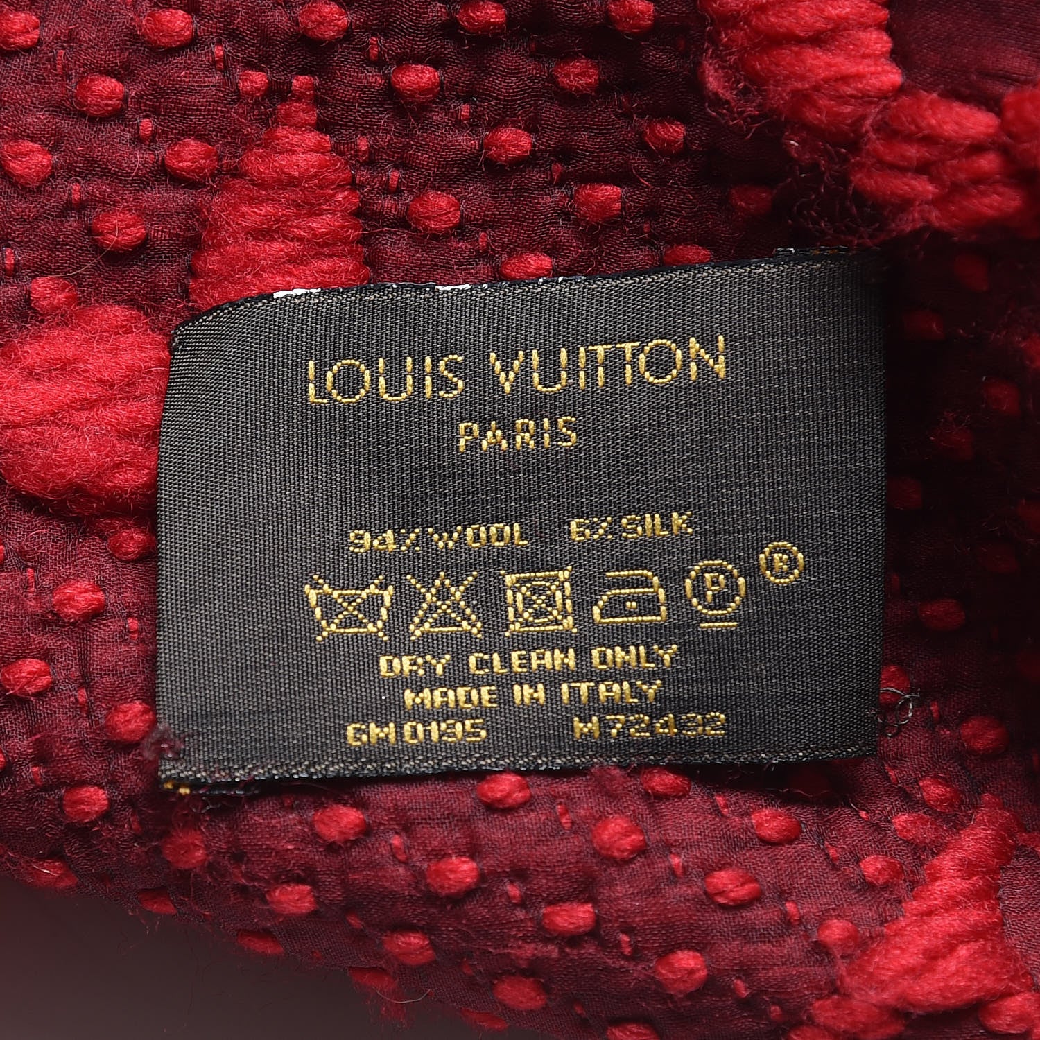 Louis Vuitton Wool Silk Logomania Scarf Rubis 5 of 5