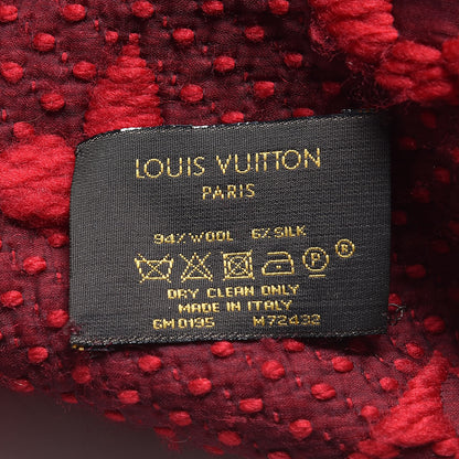Louis Vuitton Wool Silk Logomania Scarf Rubis 5 of 5