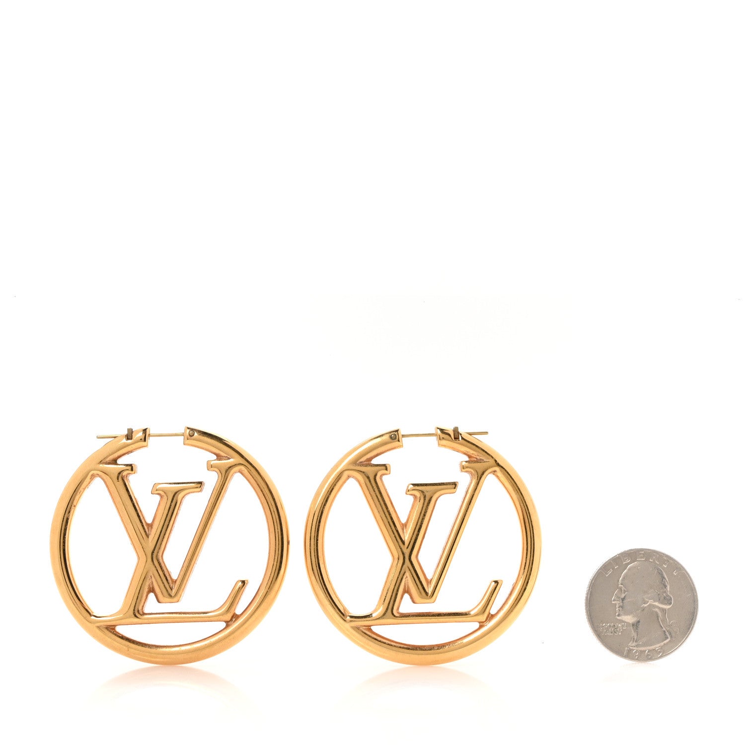 Louis Vuitton Metal Louise Hoop Earrings Gold 2 of 4