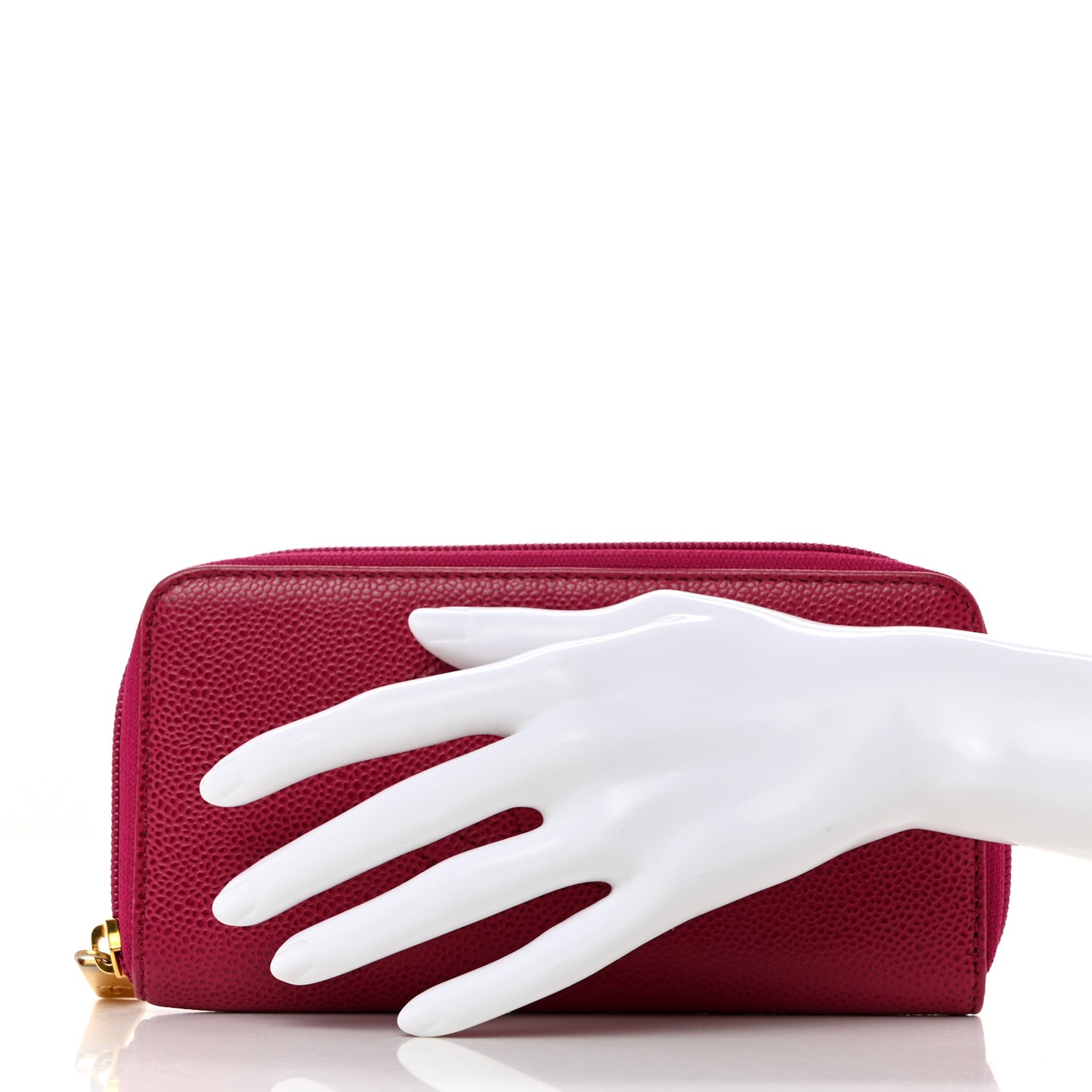 Caviar Small Timeless Zip Around Wallet Pink