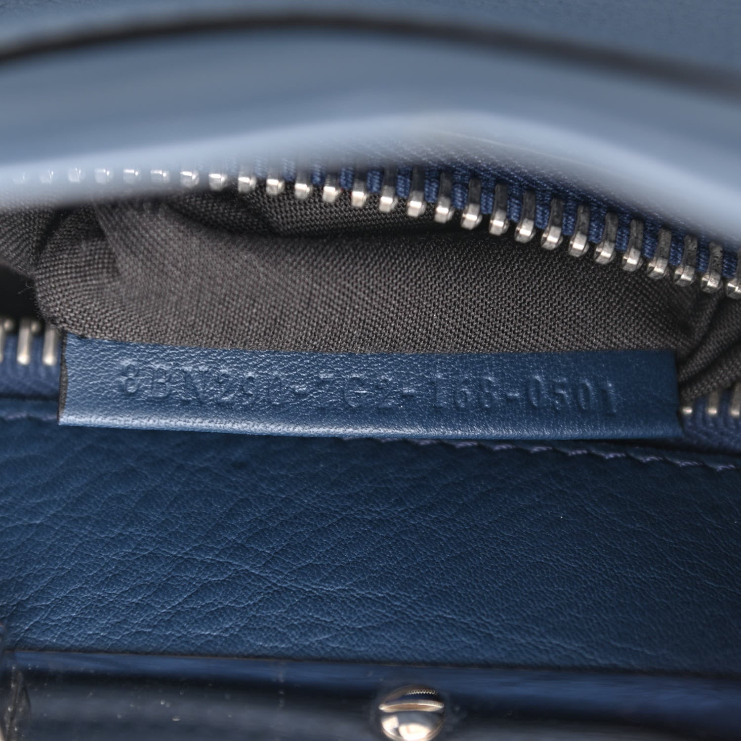 Fendi Calfskin Lace Up Medium Peekaboo Iconic Satchel Blue 8 of 13
