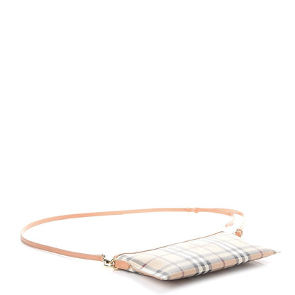 Burberry Haymarket Check Small Peyton Crossbody Clutch Bag Dusty Pink 4 of 8