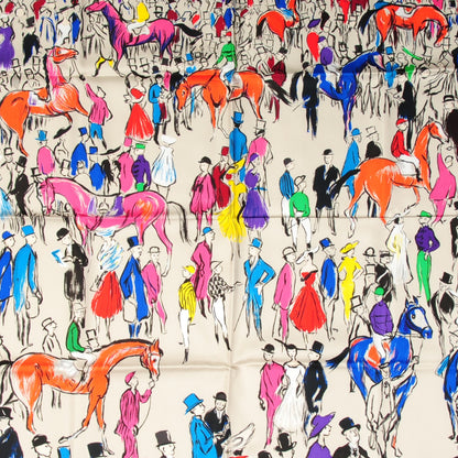 Hermes Silk Paddock Scarf 90 Mastic Violet Orange 1 of 7