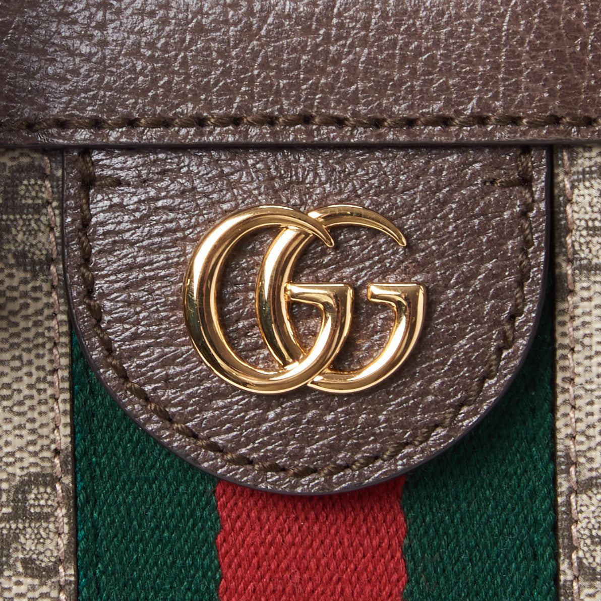 GG Supreme Monogram Web Medium Ophidia Tote Bag Brown