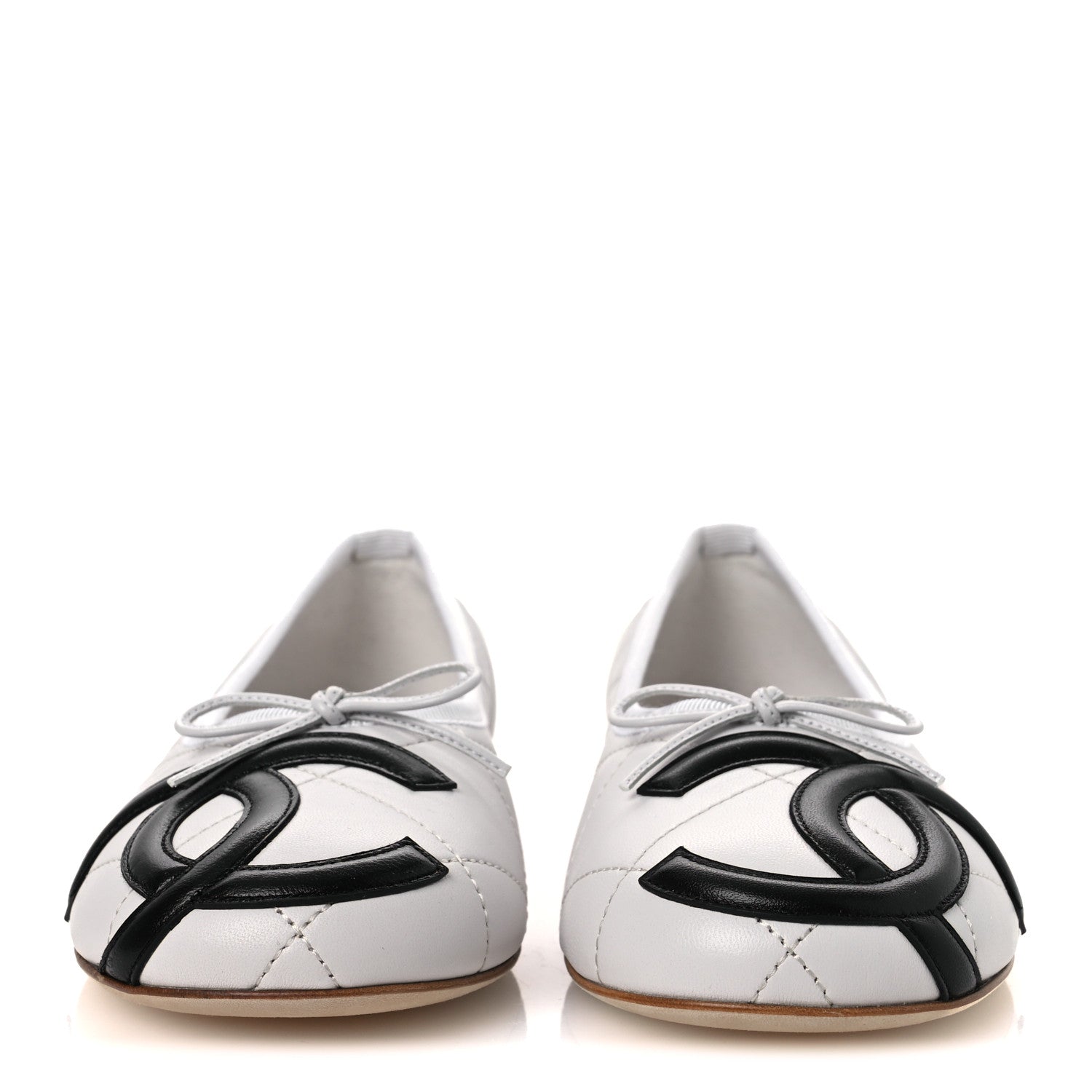 Chanel Lambskin Quilted CC Cambon Ballet Flats 36.5 Black White 3 of 11