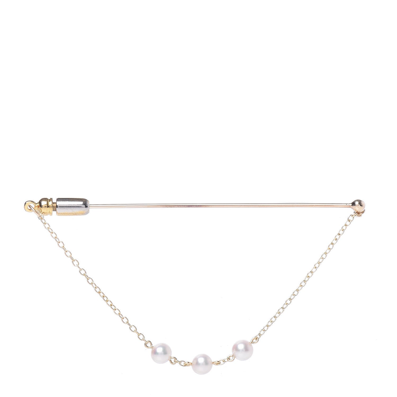 Mikimoto 14K Yellow Gold Akoya Pearl 4.5mm Pin Brooch 1 of 5