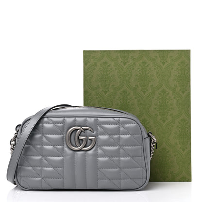 Gucci Calfskin Matelasse Aria Small GG Marmont Chain Shoulder Bag Deep Grey 10 of 10