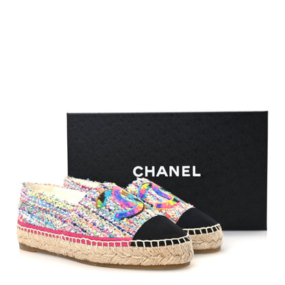 Chanel Cotton Tweed Grosgrain CC Espadrilles 36 Multicolor Black 12 of 12