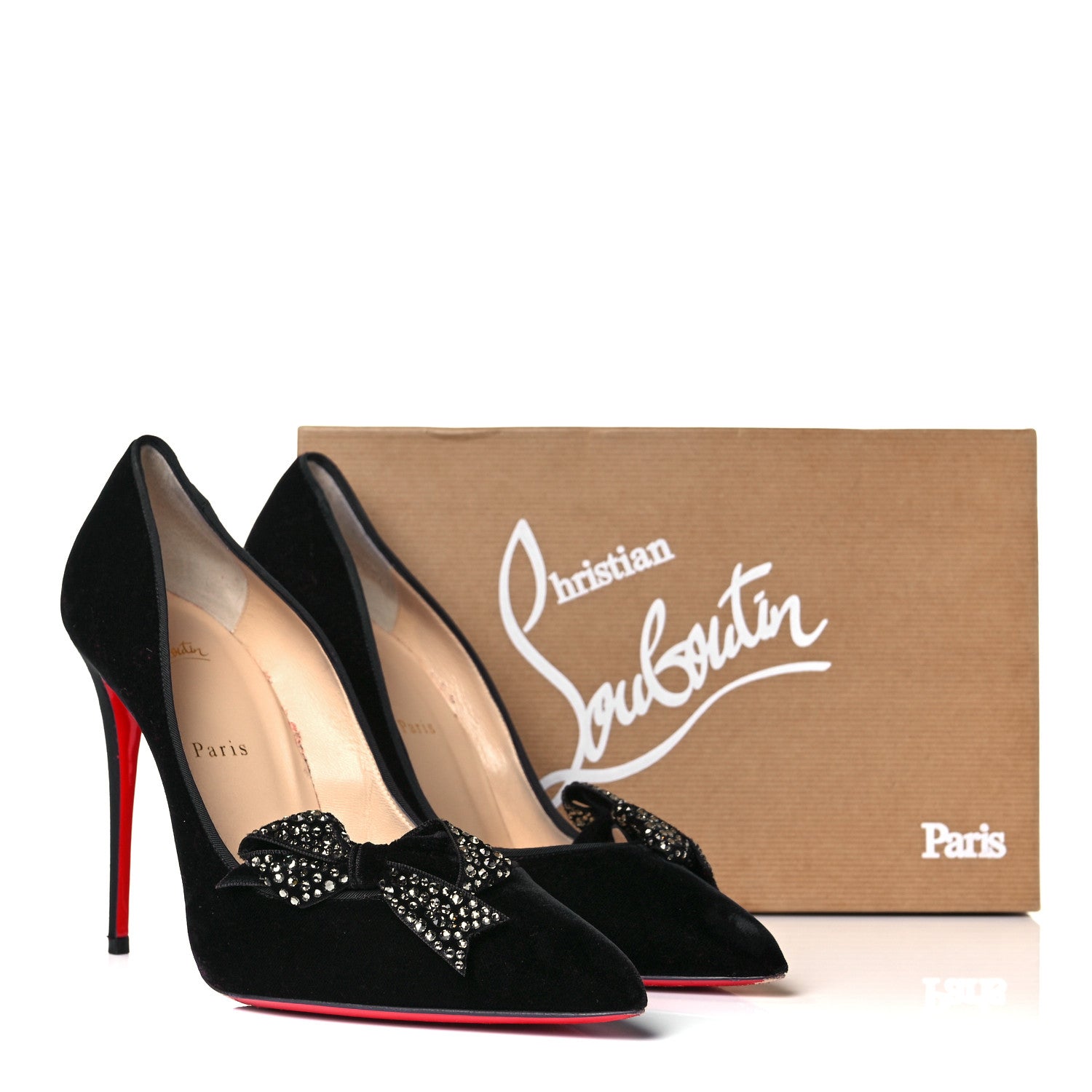 Christian Louboutin Velvet Madame Menule Bow 100 Pumps 41.5 Black 8 of 9
