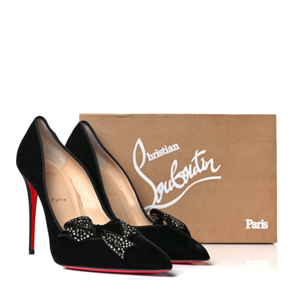 Christian Louboutin Velvet Madame Menule Bow 100 Pumps 41.5 Black 8 of 9