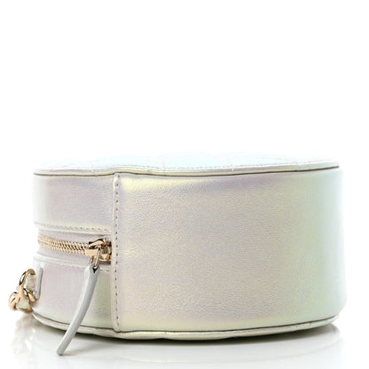 Chanel Iridescent Lambskin Quilted Round Clutch With Chain Ivory 3 of 4