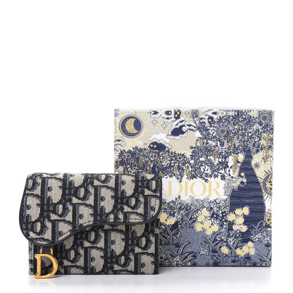 Christian Dior Oblique Saddle Card Holder Blue 7 of 7