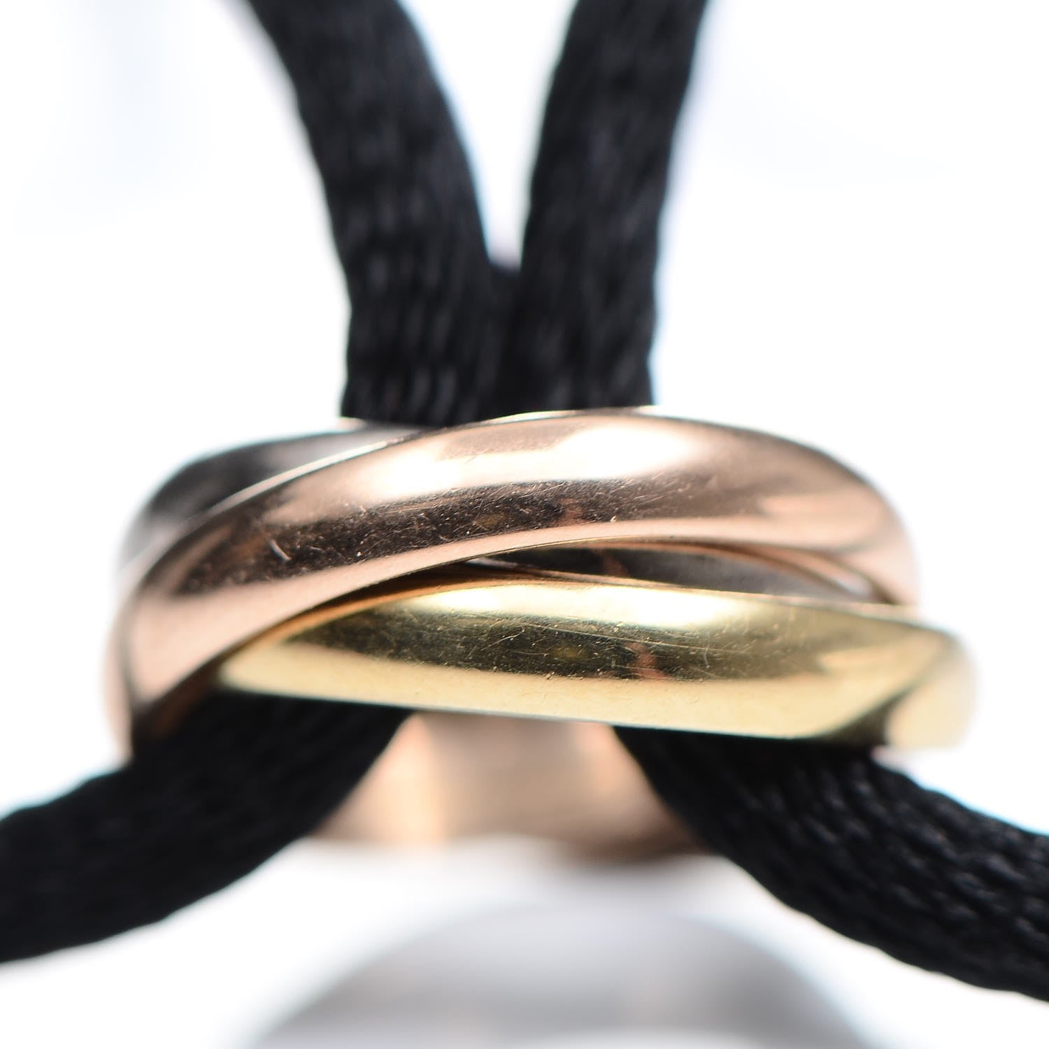Cartier 18K Pink Yellow White Gold Trinity Adjustable Cord Bracelet Black 3 of 6
